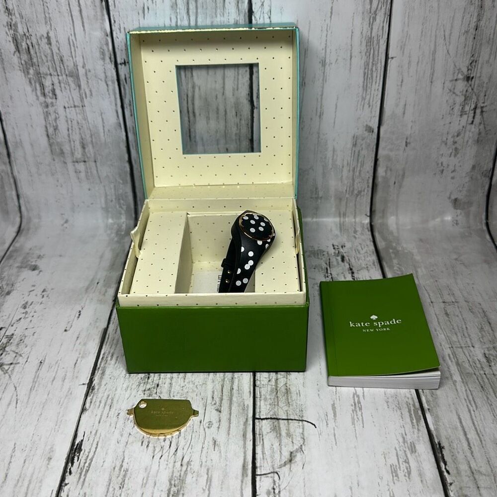 Kate Spade Women's Sport Scallop Activity Tracker Black White Polka Dot KSA31209